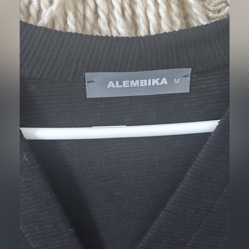 Alembika V-Neck Long Tunic Blouse Top Colorblock Black Size Medium Lagenlook - Picture 2 of 4
